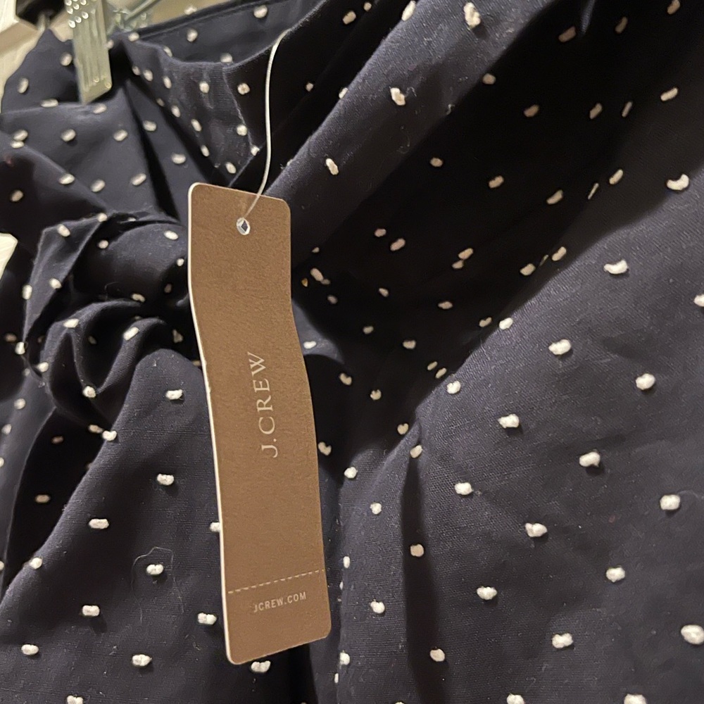 NWT J. Crew Navy Blue Tie Waist White Clipdot Shorts - Picture 5 of 7